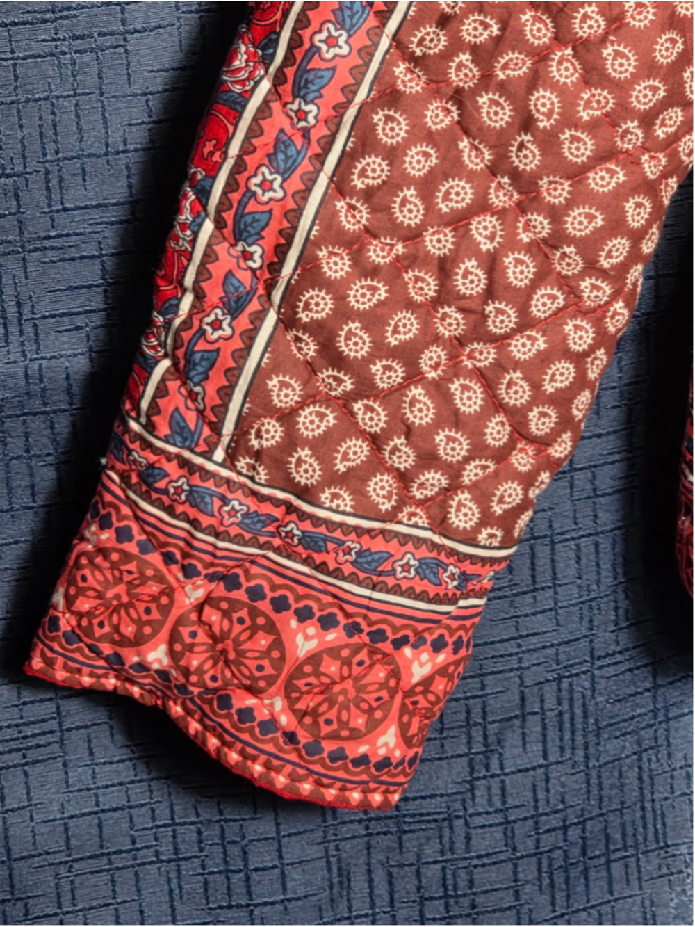 Women's Appleseed's Petite LP Quilted Jacket Red Floral Paisley grandmacore fall - Picture 4 of 8